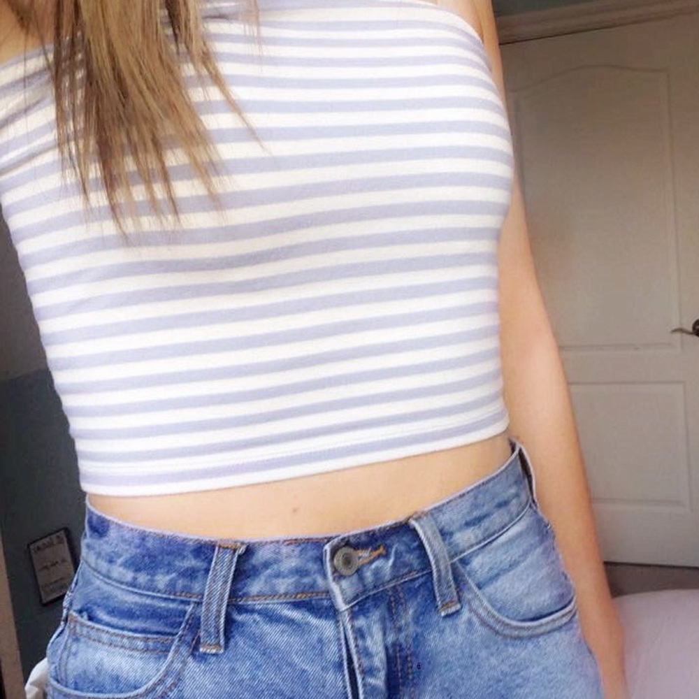 Brandy Melville Striped Purple and White Tube Top